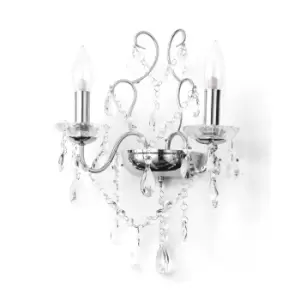 Spa Pro Annalee 2-Light Wall Light Crystal Glass and Chrome