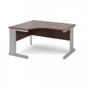 Vivo Left Hand Ergonomic Desk 1400mm - Silver Frame Walnut Top