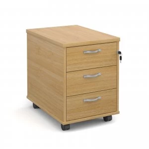 Maestro 25 Mobile 3 Drawer Pedestal With Silver Handles 600mm Deep - OAK