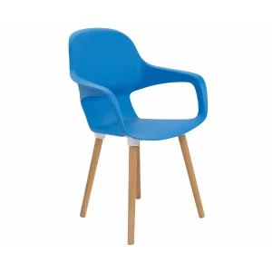 TC Office Ariel 2 Retro Chair with Wooden Round Legs, Blue