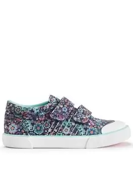 Start-rite Garden Girls Navy Floral Machine Washable Trainers - Blue Size 5 Younger