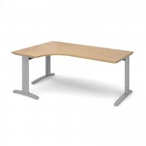 TR10 Deluxe Left Hand Ergonomic Desk 1800mm - Silver Frame Oak Top