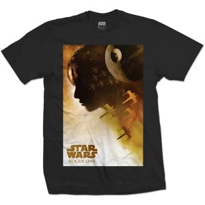 Star Wars - Rogue One Jyn Silhouette Unisex X-Large T-Shirt - Black