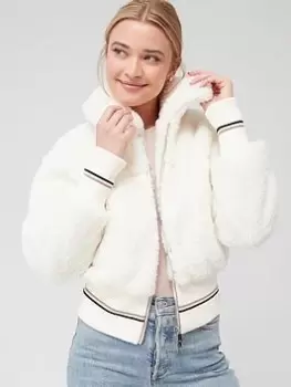 BOSS Jatedy Fleece Bomber Jacket - White, Size 14, Women