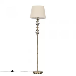 Pembroke Antique Brass Twist Floor Lamp with Beige Aspen Shade