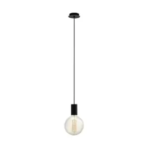 Pendant Ceiling Light Colour Black Single Shade Long Length Cable E27 1x40W