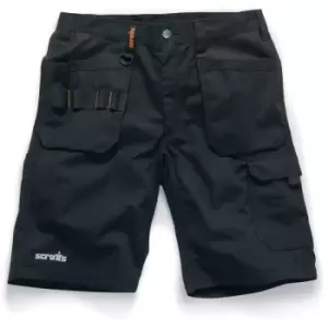 Scruffs Trade Flex Slim Fit Work Shorts With Holster Pockets Black Hardwearing (Various Sizes)