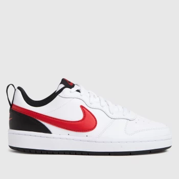 Nike White & Red Court Borough Low 2 Trainers Youth