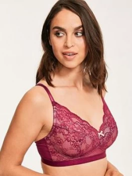 Figleaves Juliette Lace Bralette - Mulberry, Mulberry, Size 32D, Women