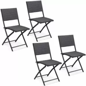 Rattan Folding Chair Rom 4Pcs Black