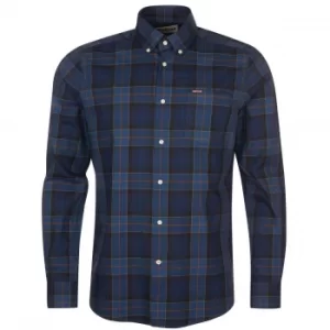 Barbour Wetherham Tailored Midnight Tartan Shirt Size XL