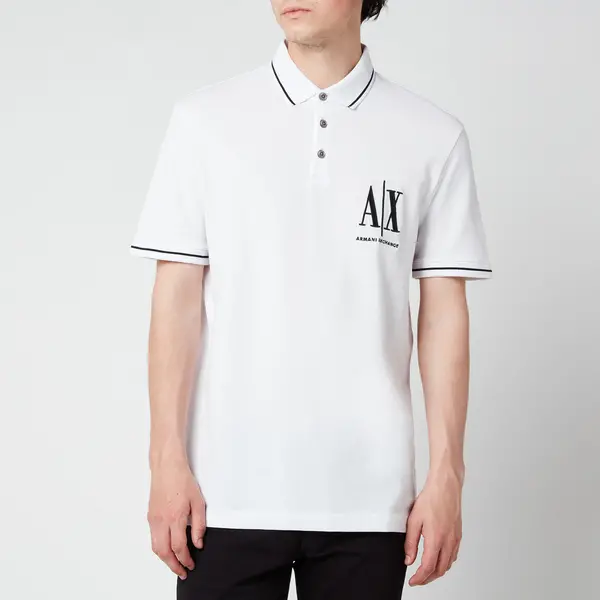 Armani Exchange Mens AX Logo Tipped Polo Shirt - White - XL