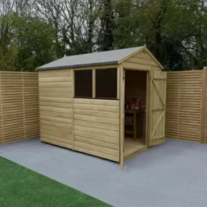 8' x 6' Forest Beckwood 25yr Guarantee Shiplap Double Door Apex Wooden Shed - Natural Timber