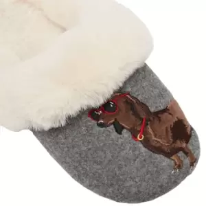 Joules Womens Slippet Luxe Felt Fleece Mule Slippers Large- UK Size 7-8