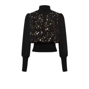 French Connection Macey Star Embroidered Jumper - Black