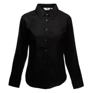 Fruit Of The Loom Ladies Lady-Fit Long Sleeve Oxford Shirt (XS) (Black)