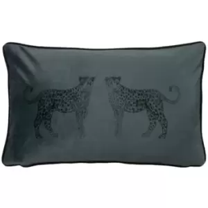 Evans Lichfield Savannah Leopard Cushion Cover (50cm x 30cm) (Petrol) - Petrol