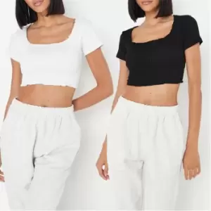 Missguided Shirred Bodice Jersey Crop Top Wb - Multi