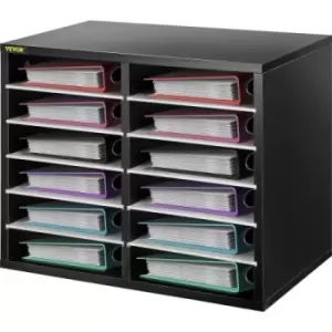 VEVOR Wood Literature Organizer, 12 Compartments, Adjustable Shelves, Medium Density Fiberboard Mail Center, Office Home Storage for Files, Documents,