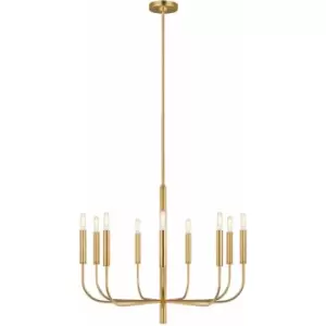 Loops - 9 Bulb Chandelier Hanging Pendant LIght Burnished Brass LED E14 60W Bulb