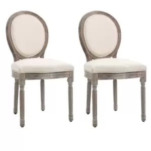 HOMCOM Set Of 2 Elegant French-Style Dining Chairs With Wood Frame Foam Seats