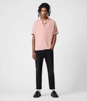 AllSaints Mens Venice Short Sleeve Shirt, Balsastone Pink, Size: L