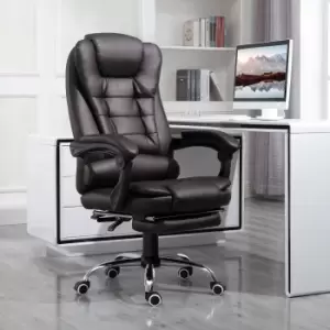 PU Leather Executive Office Chair with Retractable Footrest, Brown