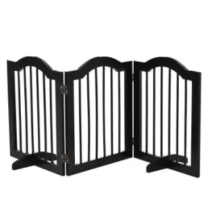 Pawhut Freestanding Pet Gate 3 Pannel Safety Barrier W/ Support Feet - Black