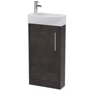 Hudson Reed Juno Compact 440mm Floor Standing 1 Door Unit & 1 Tap Hole Basin RH - Metallic Slate