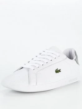 Lacoste Graduate Leather Trainer - White/Silver, White/Silver, Size 5, Women