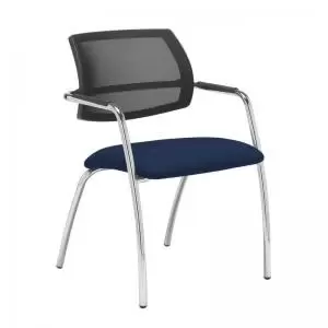 Tuba chrome 4 leg frame conference chair with half mesh back - Costa