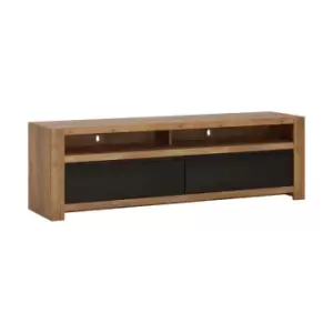 Havana 2 Drawer TV Unit In Lefkas Oak Effect With Matte Black Fronts