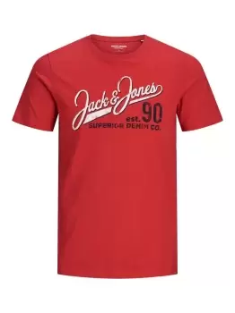 JACK & JONES Cotton Jersey Logo T-Shirt Men Red