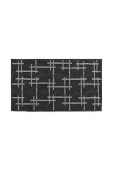 JVL Vector Black Indoor Machine Washable Doormat 40 x 70cm