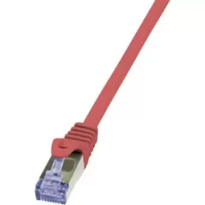 LogiLink CQ3024S RJ45 Network cable, patch cable CAT 6A S/FTP 0.50 m Red Flame-retardant, incl. detent