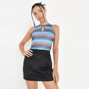 Missguided Stripe Mesh Keyhole Bodycuit - Multi