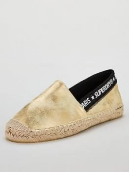 Superdry Erin Elastic Espadrille - Gold , Distressed Gold, Size 8, Women