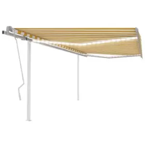 Vidaxl Manual Retractable Awning With LED 4.5X3 M Yellow And White