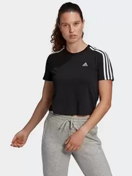 adidas Essentials Loose 3-stripes Crop Top, Pink, Size 2Xs, Women