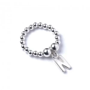 Initial N Charm with Sterling Silver Ball Bead Ring