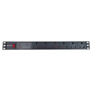 6 Way UK Rack Mount PDU - Black