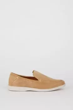 Stone Wide Fit Suede Slip On Shoes