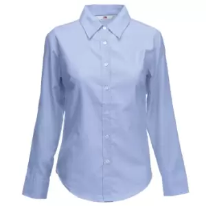 Fruit Of The Loom Ladies Lady-Fit Long Sleeve Oxford Shirt (2XL) (Oxford Blue)