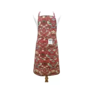 William Morris Strawberry Thief Red Fabric Apron