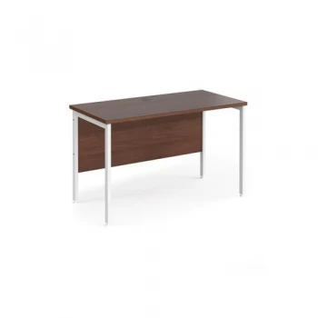 Office Desk 1200mm Rectangular Desk With H-Frame Leg Walnut Tops With White Frames 600mm Depth Maestro 25