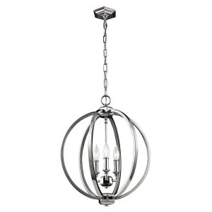 3 Light Medium Spherical Ceiling Pendant Polished Nickel, E14