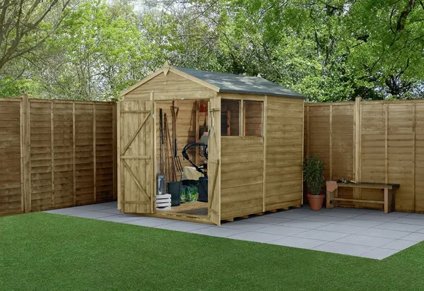 4Life Forest Wooden 8 x 6ft Overlap Double Door Apex Shed