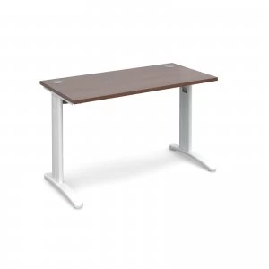 TR10 Straight Desk 1200mm x 600mm - White Frame Walnut Top