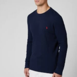 Polo Ralph Lauren Mens Long Sleeve Top - Cruise Navy/Heart Red - L - Blue