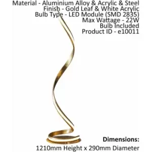 Loops - Floor Lamp Light Gold Leaf & White Acrylic 22W LED module Bulb Included